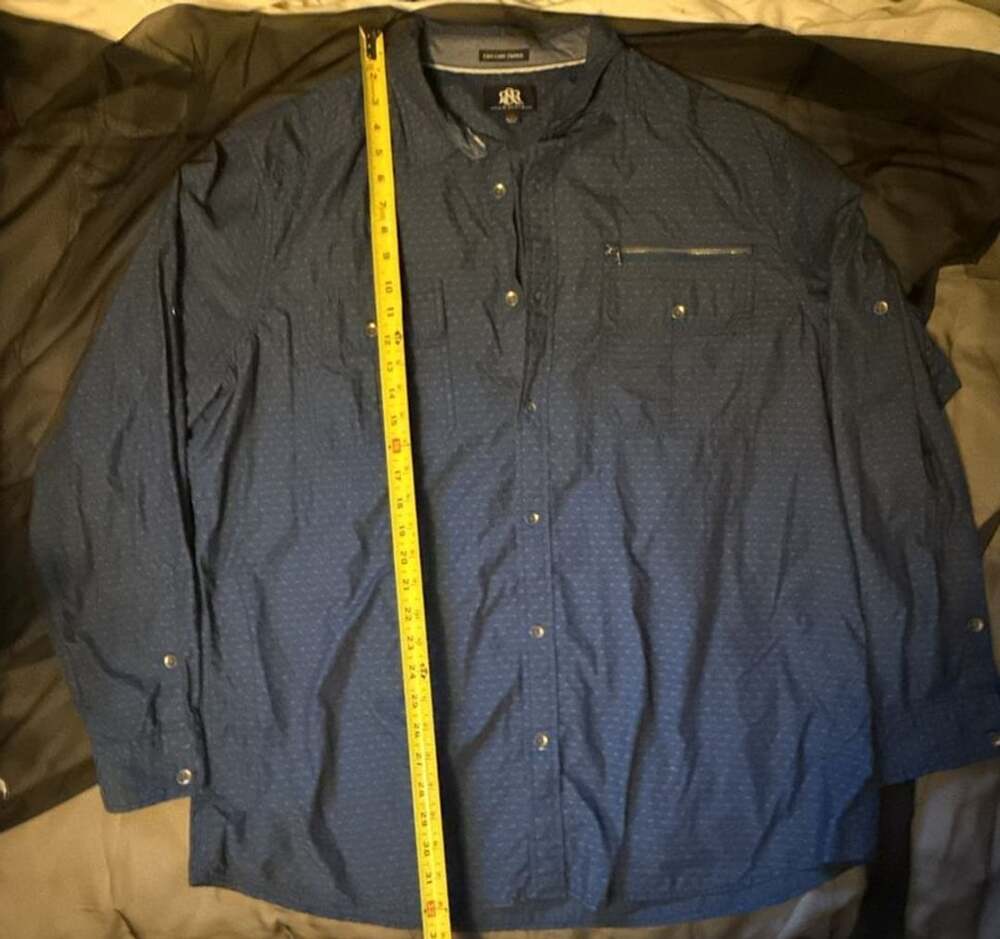 Rock & Roll Denim Long Sleeve Western Shirt Size XXL Blue Dot